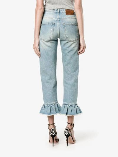 Shop Msgm Ruffle-trimmed Cropped Jeans