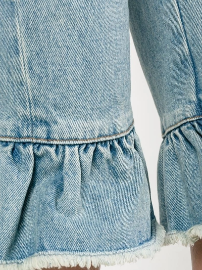 Shop Msgm Ruffle-trimmed Cropped Jeans