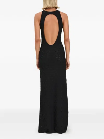 Devon Nova Open-back Belted Dress In Black