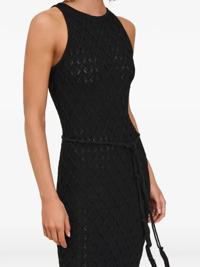 Devon Nova Open-back Belted Dress In Black