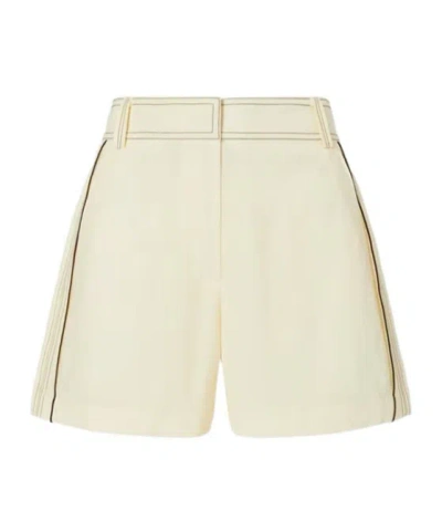 Tory Burch Pleated High-waisted Shorts In White