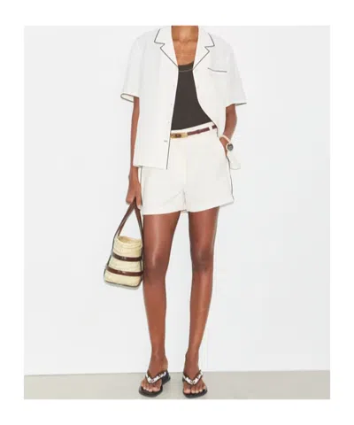Tory Burch Pleated High-waisted Shorts In White
