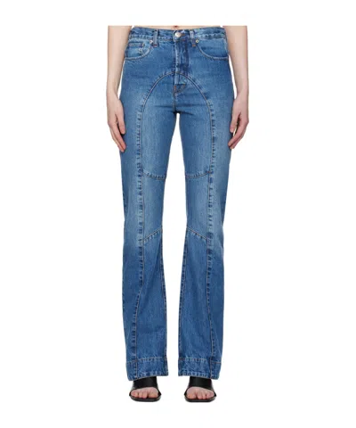 Edward Cuming Patchwork Denim Pants In Blue