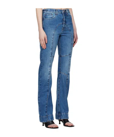 Edward Cuming Patchwork Denim Pants In Blue