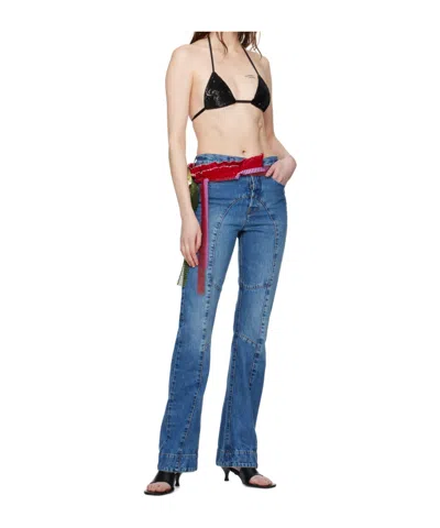 Edward Cuming Patchwork Denim Pants In Blue