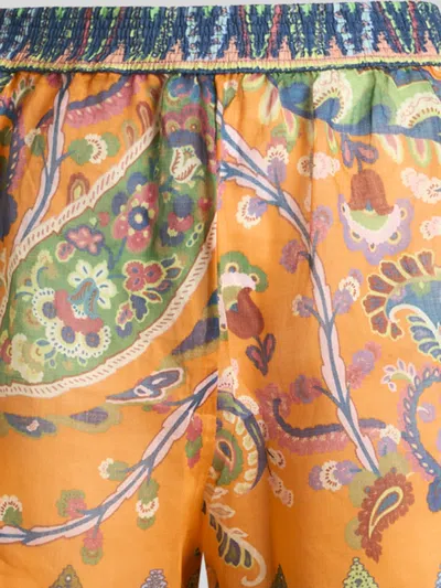 Etro Paisley Print Shorts Contrasting Hem Design In Orange