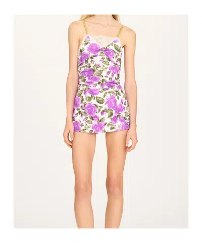 Chloé Ruched Rose-print Bodysuit In Multi