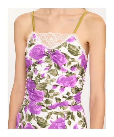 Chloé Ruched Rose-print Bodysuit In Multi