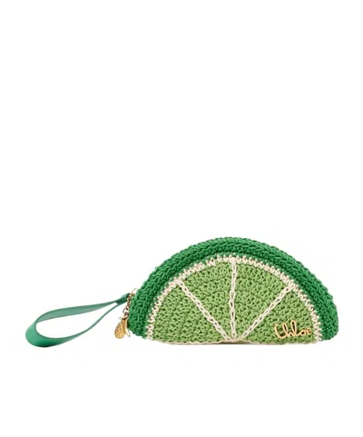 Chloé Chloe Tropicus Lime Braided Waxed Cord Clutch In Green