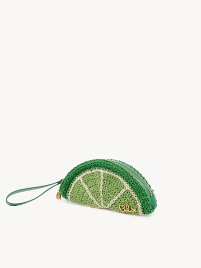 Chloé Chloe Tropicus Lime Braided Waxed Cord Clutch In Green