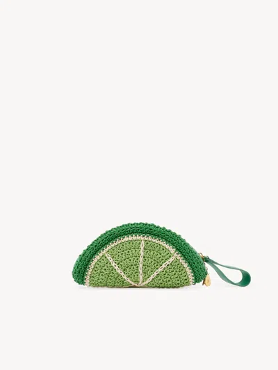 Chloé Chloe Tropicus Lime Braided Waxed Cord Clutch In Green
