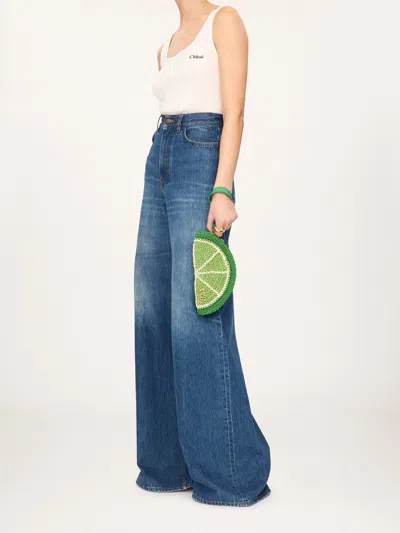 Chloé Chloe Tropicus Lime Braided Waxed Cord Clutch In Green