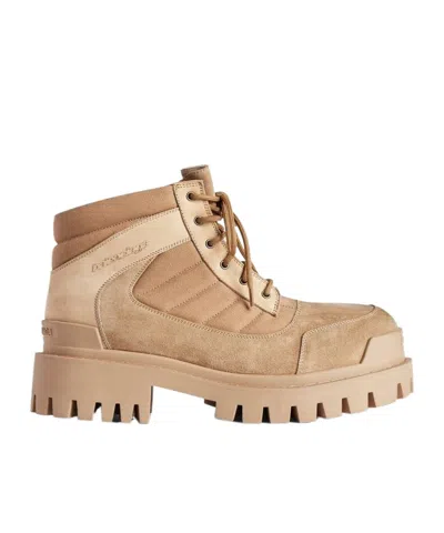 Balenciaga Combat Strike Suede-trimmed Lace-up Boots In Multi