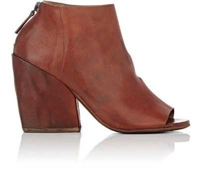 Marsèll Asymmetric-cutout Leather Ankle Boots In Brown,burgundy