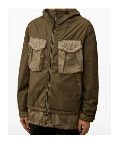 C.p. Company C.p.company Lead Grey Bitm Nylon Goggle Jacket In Green