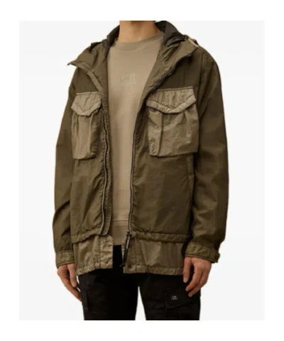 C.p. Company C.p.company Lead Grey Bitm Nylon Goggle Jacket In Green