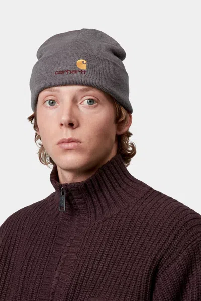 Carhartt American Script Beanie In Gray