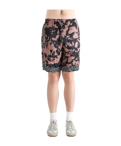 Dries Van Noten Abstract Floral Polyamide Geometric Trim Swim Shorts In Multi