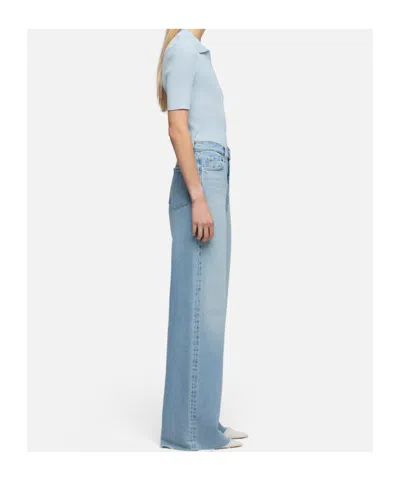 7 For All Mankind Flared Contrast Panel Jeans In Blue