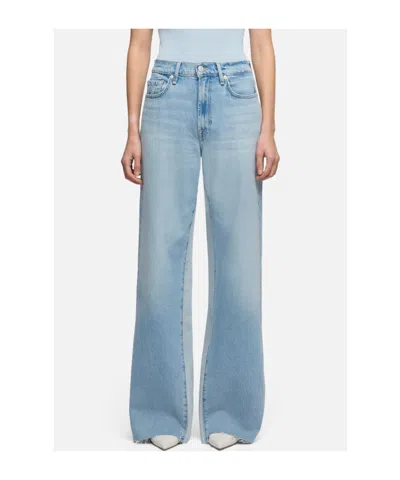 7 For All Mankind Flared Contrast Panel Jeans In Blue
