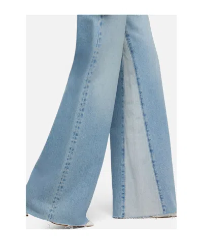 7 For All Mankind Flared Contrast Panel Jeans In Blue
