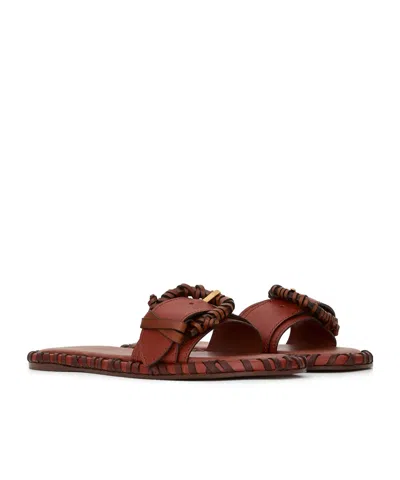 Zimmermann Alchemy Leather Sandals Open Toe Flat Sole In Multi