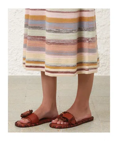 Zimmermann Alchemy Leather Sandals Open Toe Flat Sole In Multi