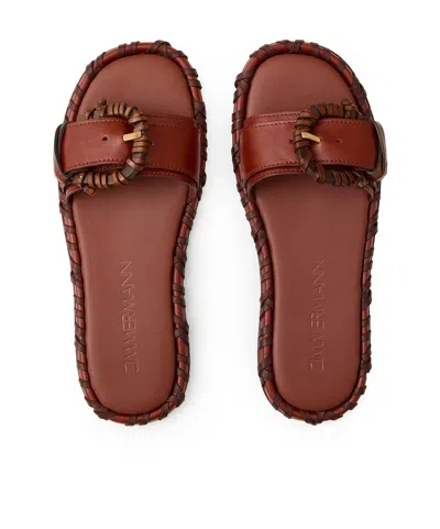 Zimmermann Alchemy Leather Sandals Open Toe Flat Sole In Multi