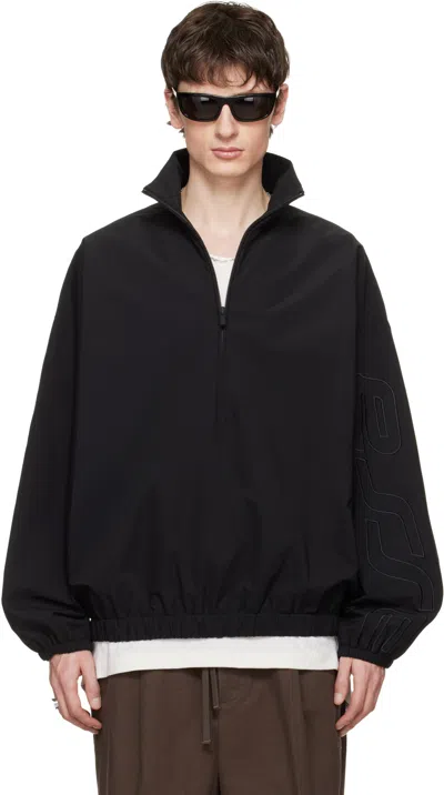 Essentials Black Active Trace Half Zip Track Jacket In Black