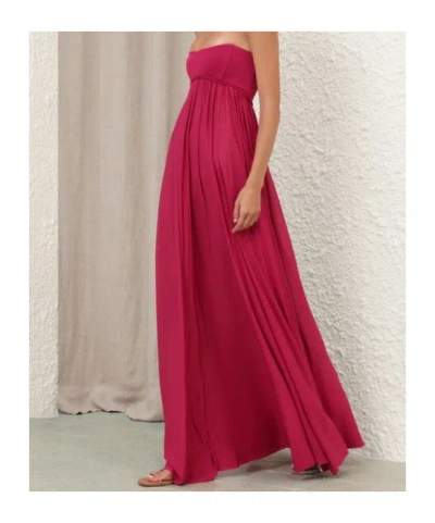 Zimmermann Strapless Gathered Jersey Gown In Pink