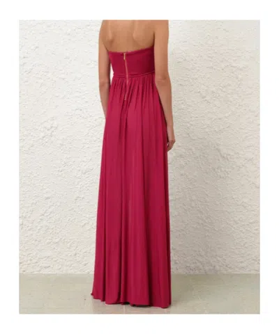 Zimmermann Strapless Gathered Jersey Gown In Pink