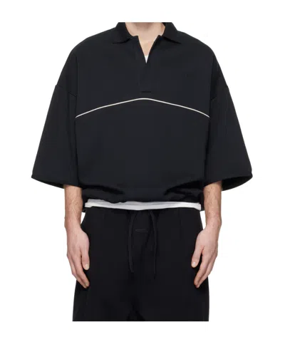 Essentials Piped Polo-style Sweatshirt In Black