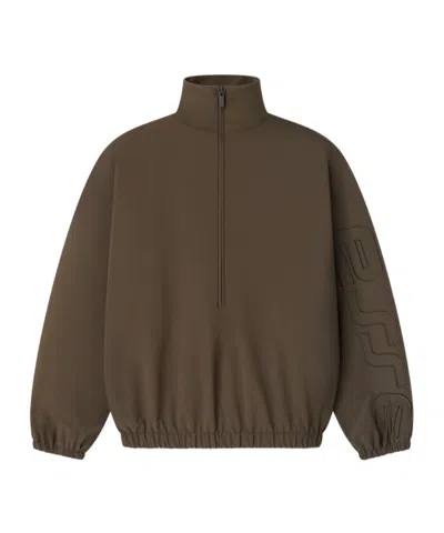 Essentials Logo-embroidered Half-zip Sweatshirt In Brown