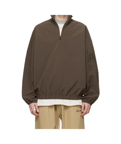 Essentials Logo-embroidered Half-zip Sweatshirt In Brown