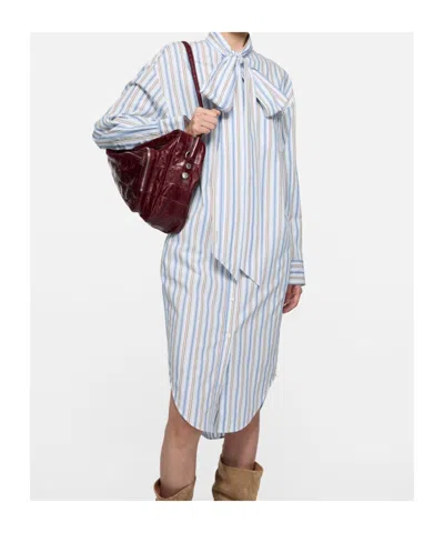 Acne Studios Striped-pattern Tie Midi Dress In Multi