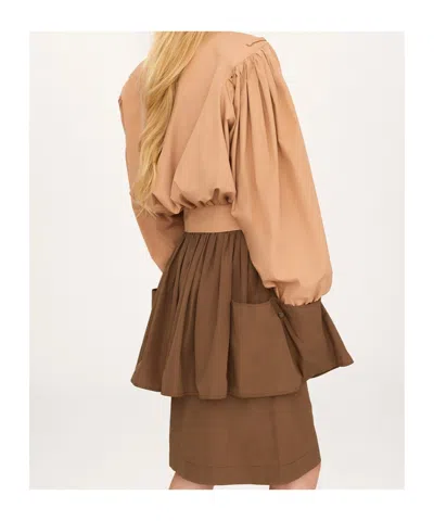 Chloé Ruched Short Cotton Poplin Jacket In Reef Shell In Multi