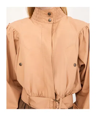 Chloé Ruched Short Cotton Poplin Jacket In Reef Shell In Multi