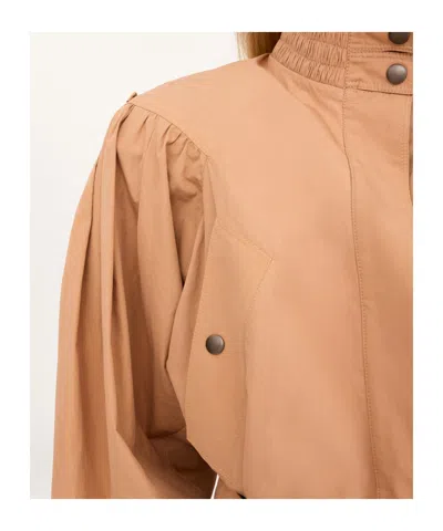 Chloé Ruched Short Cotton Poplin Jacket In Reef Shell In Multi
