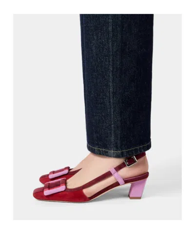 Roger Vivier Belle Vivier 45 Color-block Patent-leather Slingback Pumps In Red