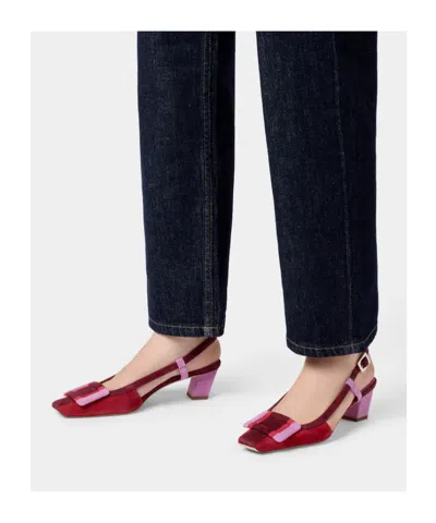 Roger Vivier Belle Vivier 45 Color-block Patent-leather Slingback Pumps In Red