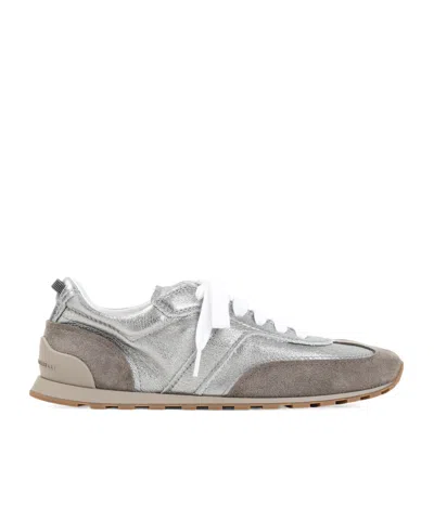Brunello Cucinelli Monili Pull-tab Crinkle-effect Leather Low-top Sneakers In Multi