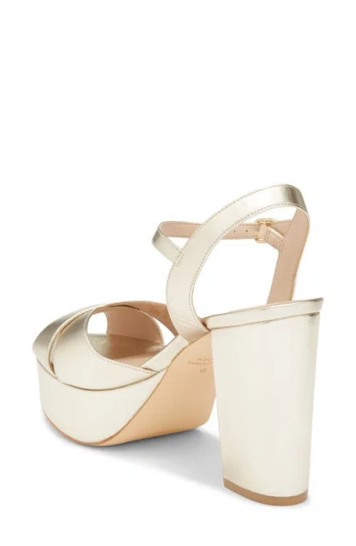 Stuart Weitzman Dayna Ankle Strap Platform Sandal In Gold