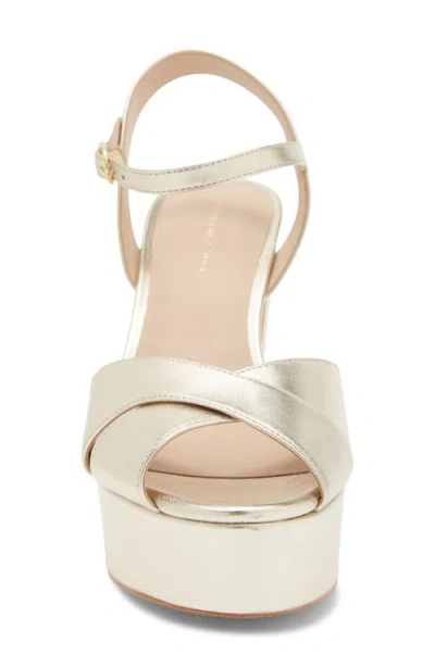 Stuart Weitzman Dayna Ankle Strap Platform Sandal In Gold