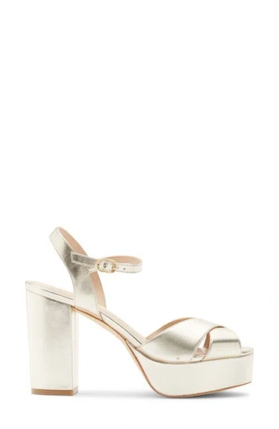 Stuart Weitzman Dayna Ankle Strap Platform Sandal In Gold