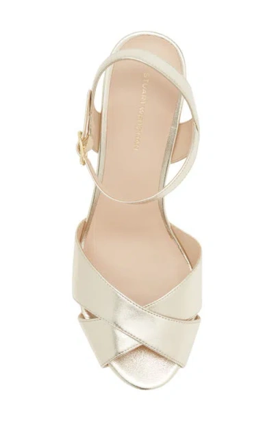 Stuart Weitzman Dayna Ankle Strap Platform Sandal In Gold