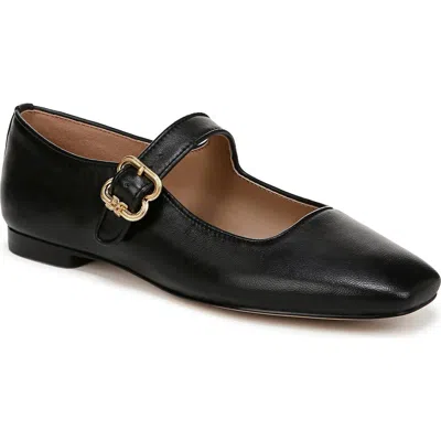 Sam Edelman Womens Black Michaela Square-toe Leather Ballet Flats