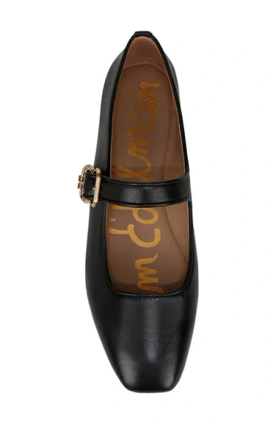 Sam Edelman Womens Black Michaela Square-toe Leather Ballet Flats