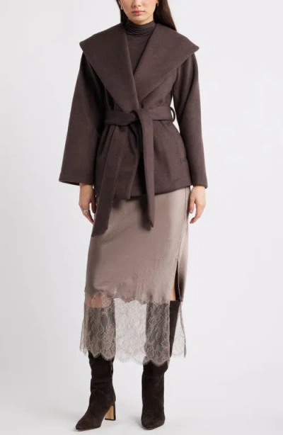 Open Edit Wrap Robe Coat In Brown