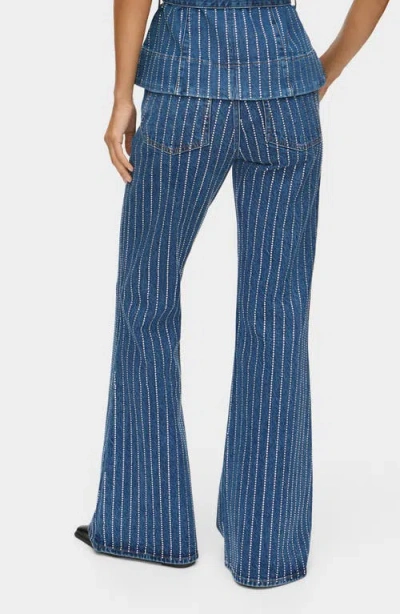 Aligne Diamante Flare Jeans In Blue