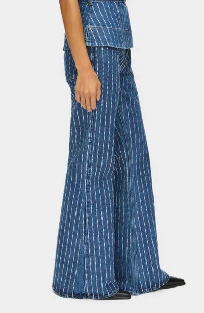 Aligne Diamante Flare Jeans In Blue